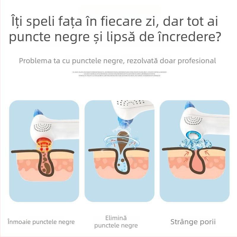 Dispozitiv vacuum pentru comedoane DYM, rotație electrică, mod dual cald/rece, lumină roșu/albastru, carcasă ABS, 5 viteze