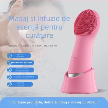 Dispozitiv electric de curățare facial din silicon, cu cap vibrat, pentru curățarea porilor și a punctelor negre