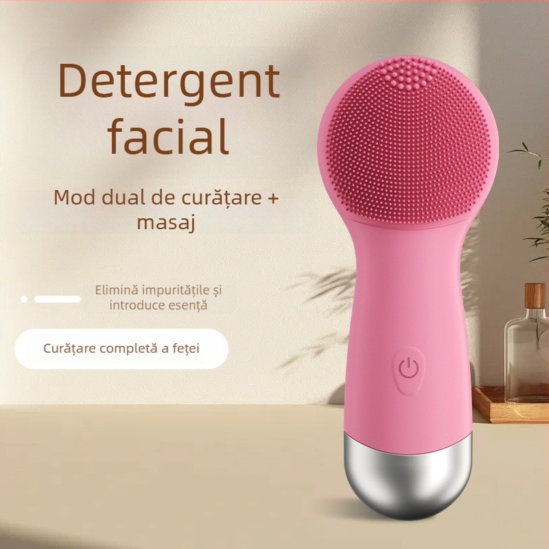 Dispozitiv electric de curățare facial din silicon, cu cap vibrat, pentru curățarea porilor și a punctelor negre