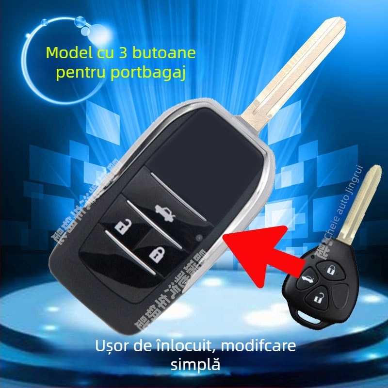 Carcasă de cheie pliabilă pentru Toyota: Corolla, Camry, RAV4, Crown — model ft002, Jingruichi, fără telecomandă
