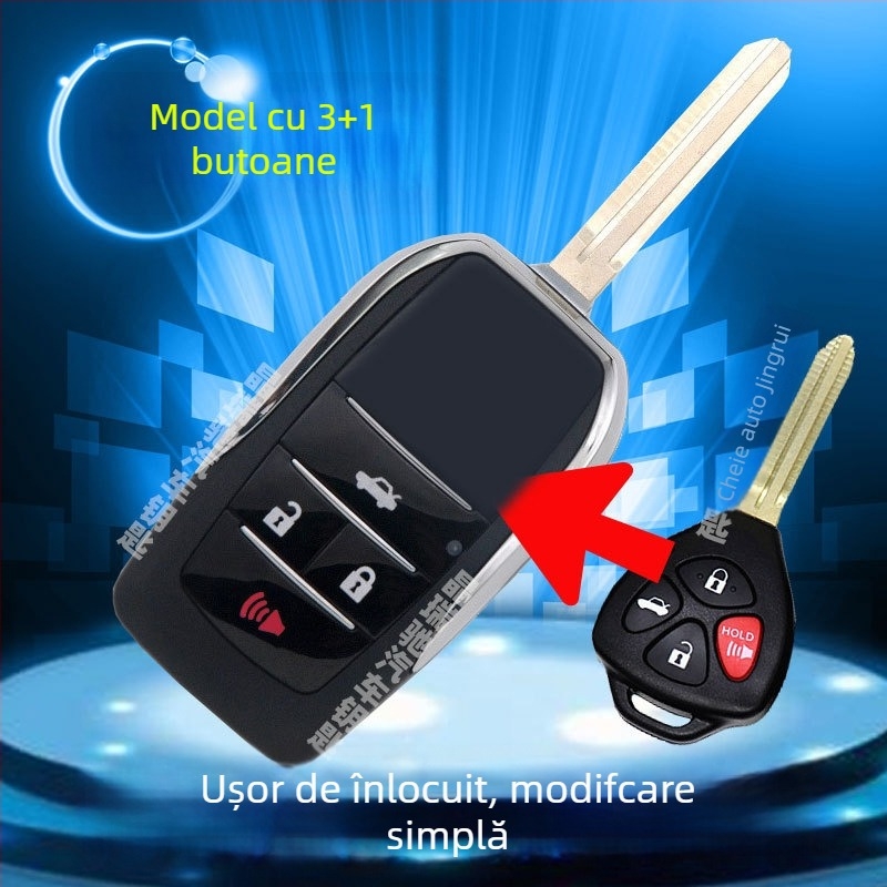 Carcasă de cheie pliabilă pentru Toyota: Corolla, Camry, RAV4, Crown — model ft002, Jingruichi, fără telecomandă