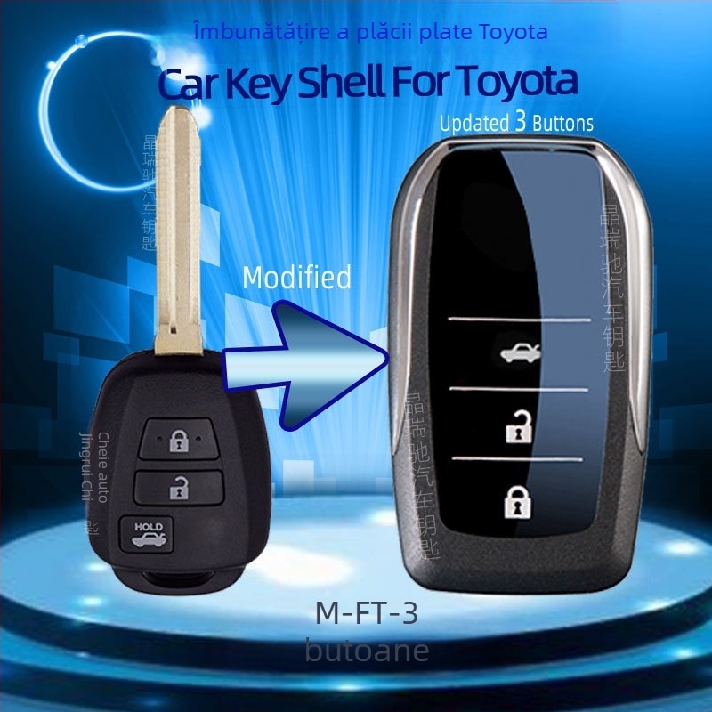 Carcasă de cheie pliabilă pentru Toyota: Corolla, Camry, RAV4, Crown — model ft002, Jingruichi, fără telecomandă