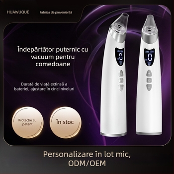 Dispozitiv facial pentru uz casnic, cu aspirație vacuum pentru curățarea porilor, îndepărtarea punctelor negre, a acneei și a cuticulei, model HWQ016, reglaj în 5 niveluri