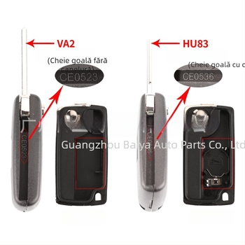 Carcasă cheie Peugeot Citroën pliantă, compatibilă cu 2-chei/3-chei, fără telecomandă, lamă cheie: cupru+plastic, carcasă: plastic, greutate 42 g