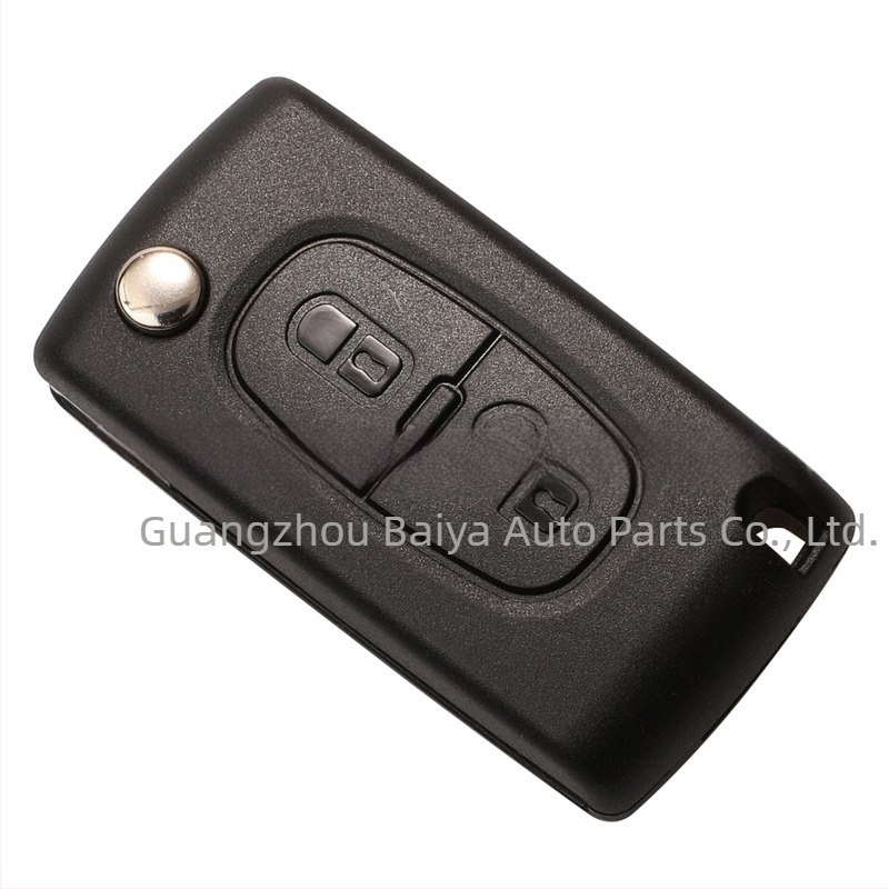 Carcasă cheie Peugeot Citroën pliantă, compatibilă cu 2-chei/3-chei, fără telecomandă, lamă cheie: cupru+plastic, carcasă: plastic, greutate 42 g