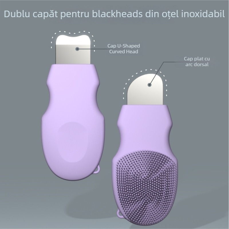 Mini unealtă pentru puncte negre cu perie facială din silicon – model J501, aderență fizică, operare manuală, construcție din silicon și oțel inoxidabil, greutate 35 g