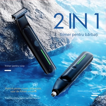 Trimmer electric pentru nas și corp – 2 în 1, lavabil, alimentare USB, model LD-7524