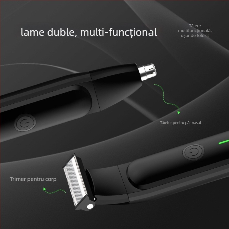 Trimmer electric pentru nas și corp – 2 în 1, lavabil, alimentare USB, model LD-7524