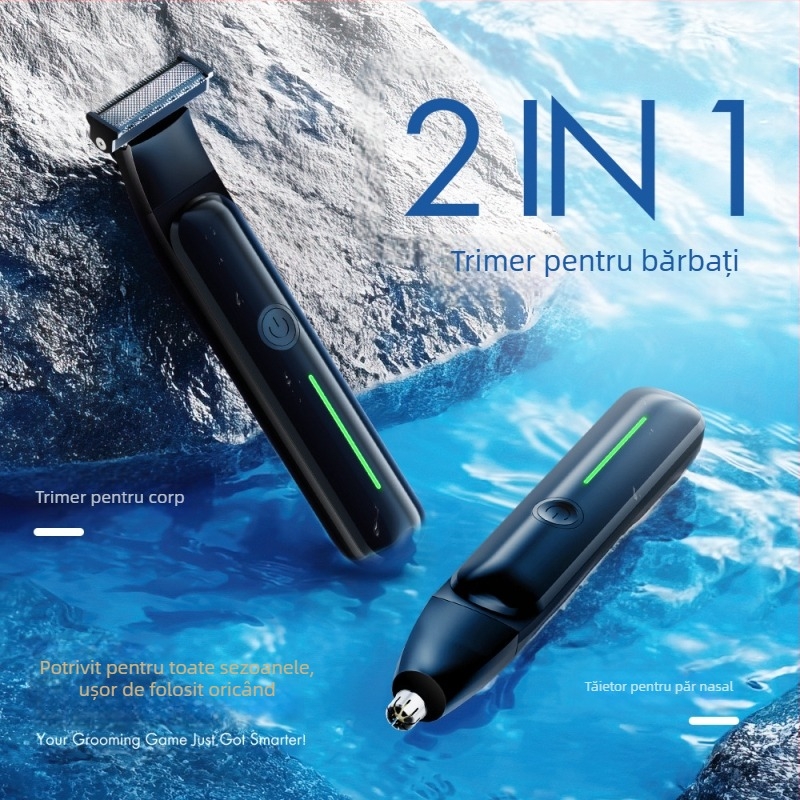 Trimmer electric pentru nas și corp – 2 în 1, lavabil, alimentare USB, model LD-7524