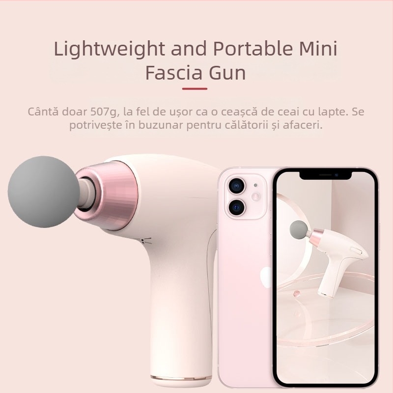 Mini aparat de masaj fascial, motor fără perii, 27W, 4 capete de masaj, 4 viteze, zgomot sub 36 dB