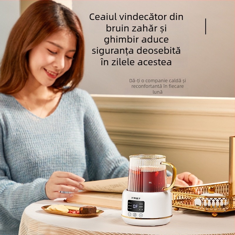 Oală electrică de sănătate cu termostat digital, 0,4 L, 220V, 400–500W, corp din sticlă borosilicat, control microcomputerizat, model I156
