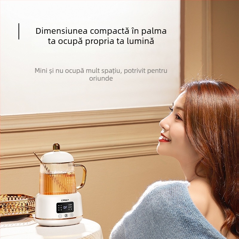 Oală electrică de sănătate cu termostat digital, 0,4 L, 220V, 400–500W, corp din sticlă borosilicat, control microcomputerizat, model I156