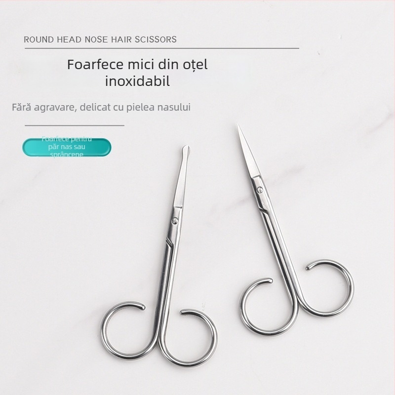 Foarfă din oțel inoxidabil pentru sprânene și păr nazal, vârfuri ascuțite – instrument de machiaj, Xingguan, origine Yangjiang