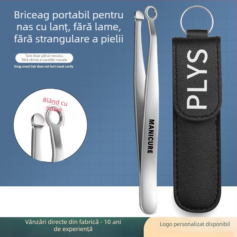 Trimmer manual pentru nas din oțel inoxidabil, vârf rotund, pentru bărbați și femei