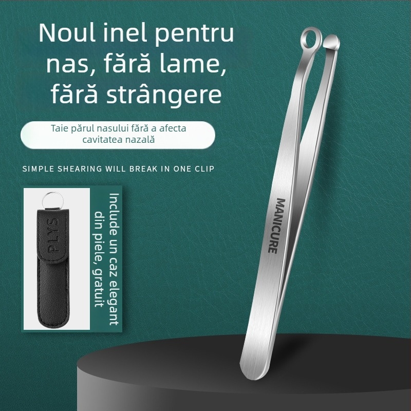 Trimmer manual pentru nas din oțel inoxidabil, vârf rotund, pentru bărbați și femei