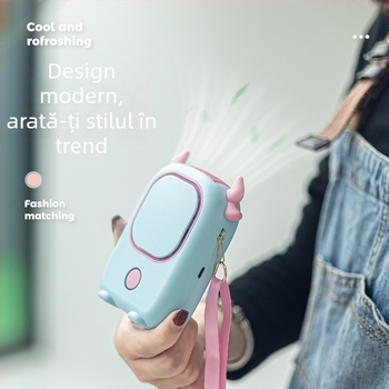 Ventilator pentru gât și mână, fără palete, USB reîncărcabil, 3 viteze, baterie încorporată