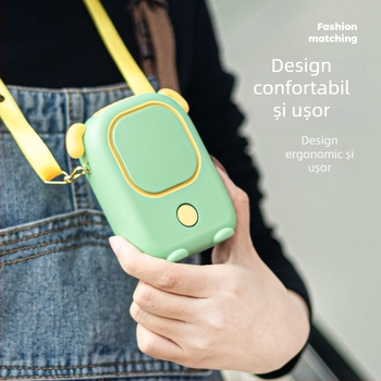 Ventilator pentru gât și mână, fără palete, USB reîncărcabil, 3 viteze, baterie încorporată