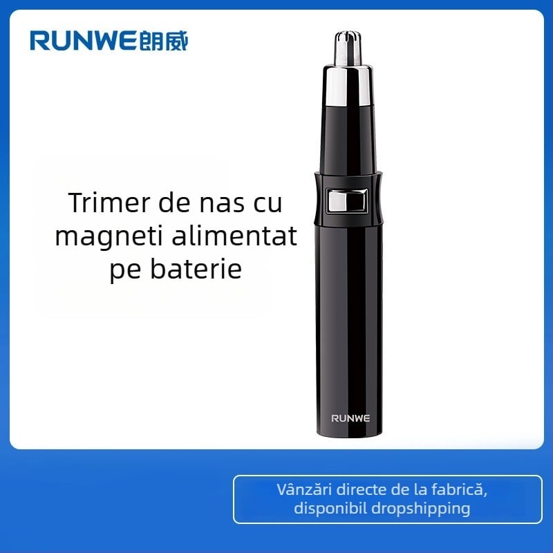Trimmer electric pentru nas, cap detașabil și lavabil, baterie încorporată 500–800 mAh, autonomie peste 15 zile