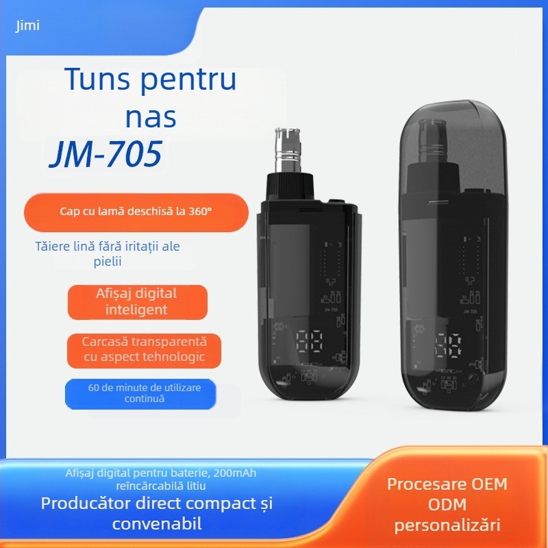 Trimmer electric pentru nas pentru bărbați și femei, cu afișaj digital, reîncărcabil, rezistent la apă, baterie încorporată, cap de tăiere detașabil și lavabil