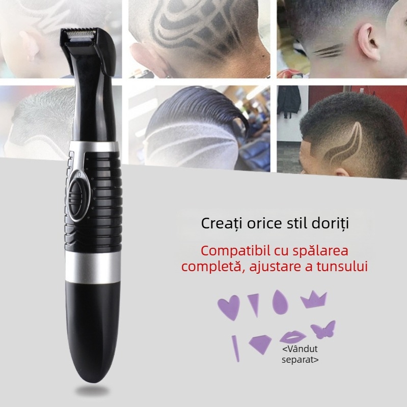 Mașină de tuns electrică pentru copii, lamă ceramică, funcție de gravare, șablon pentru coafuri, curățare fără apă, utilizare universală