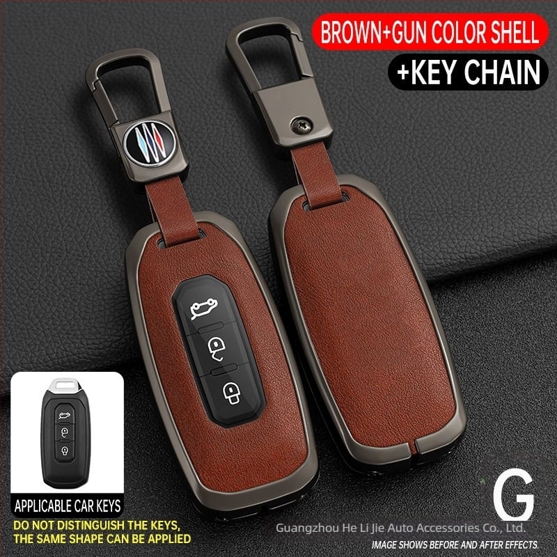 Husă de cheie auto pentru Ford Territory – aliaj de zinc + piele, de înaltă clasă, Shanyin