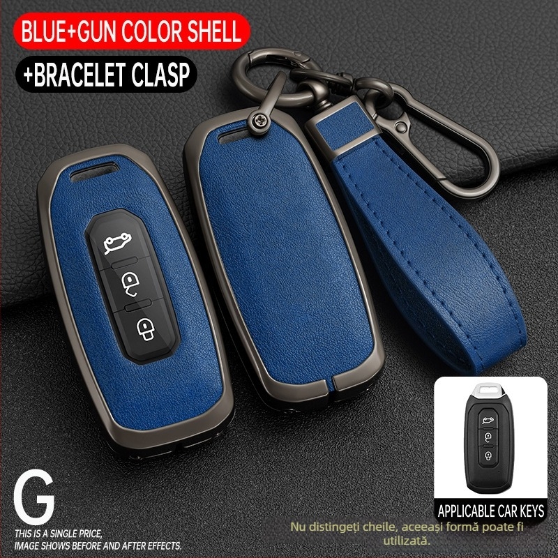 Husă de cheie auto pentru Ford Territory – aliaj de zinc + piele, de înaltă clasă, Shanyin