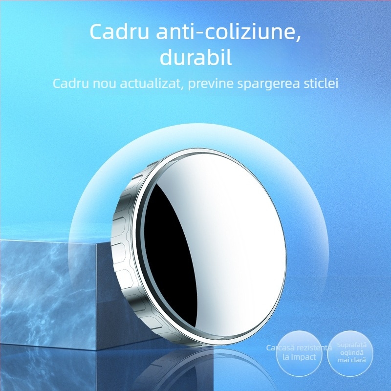 Oglindă retrovizoare pentru mașină cu oglină rotundă mică pentru unghiul mort, ABS + sticlă construcție, potrivire universală, reglaj la 180°
