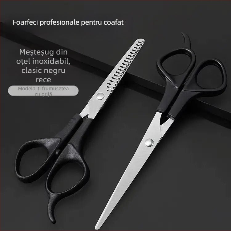 Foarfece de coafură pentru subțierea și tăierea părului, cu dinți plate pentru frizerie, foarfece profesionale de tuns păr