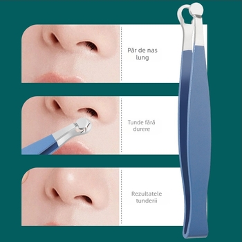 Trimmer pentru părul nazal din oțel inoxidabil, manual, lavabil, fără baterie