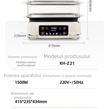 Aburitor electric cu trei straturi, capacitate peste 10 L, 1500W, control tactil, 220V