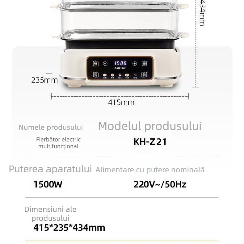 Aburitor electric cu trei straturi, capacitate peste 10 L, 1500W, control tactil, 220V