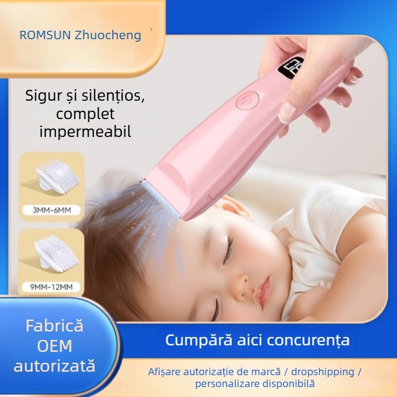 Mașină de tuns bebeluși – Ultra-quiet, aspirație automată a părului, reîncărcabil, 5W, impermeabil, trimmer electric