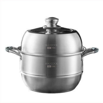 MAXCOOK oală aburi din oțel inoxidabil 304, cu 3 niveluri și fund dublu, pentru aburire și fierbere, compatibilă cu plite cu inducție și gaz