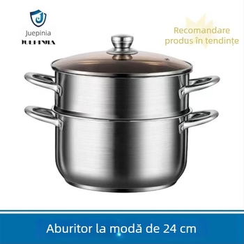 Oală de aburi cu două niveluri – 410 interior, 430 fund, fără acoperire, neelectrică, Juepinjia