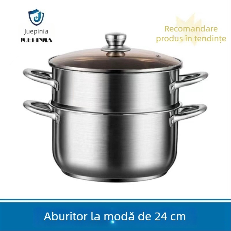 Oală de aburi cu două niveluri – 410 interior, 430 fund, fără acoperire, neelectrică, Juepinjia