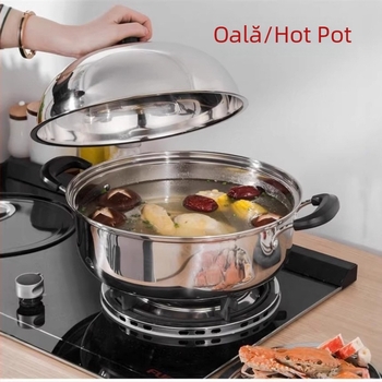 Vas de aburi, oțel inoxidabil 201, design saună, compatibil cu aragaz pe gaz și plită cu inducție