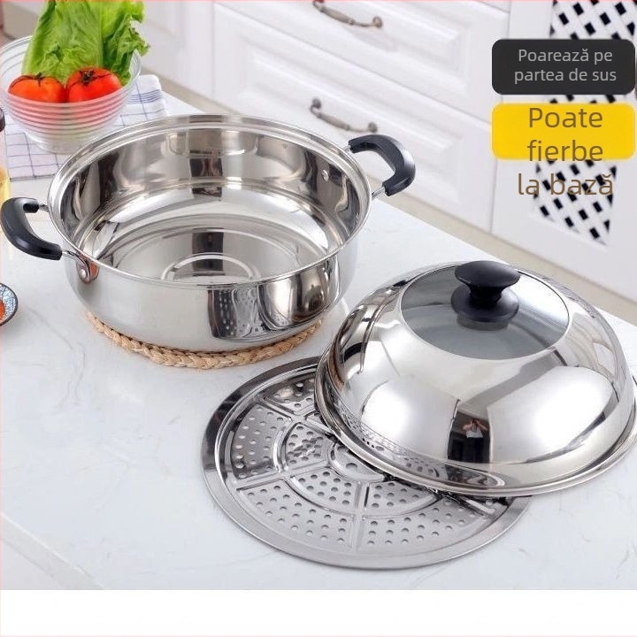 Vas de aburi, oțel inoxidabil 201, design saună, compatibil cu aragaz pe gaz și plită cu inducție