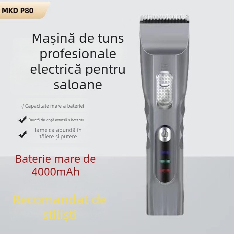 MUCATI aparat de tuns păr electric profesional pentru salon – funcționare silențioasă sub 36 dB, motor cu perii, lamă din oțel inoxidabil, baterie încorporată, lamă detașabilă pentru spălare în apă