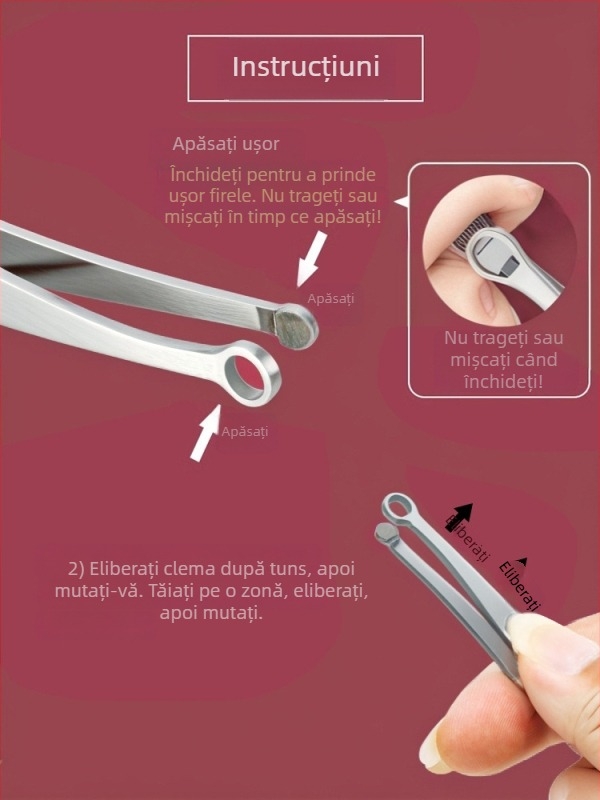 Trimmer pentru păr nazal, design circular, alimentare prin priză, fără baterie