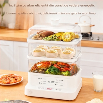 Aburitor electric, capacitate mare, 3+ niveluri, 10 L sau mai mult, control cu buton, recipient interior din PC, potrivit pentru 2–3 persoane