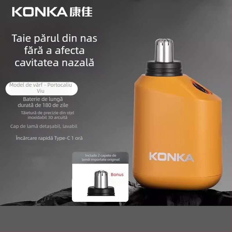 Trimer electric pentru nas cu baterie încorporată, 100–300 mAh, încărcare, autonomie peste 15 zile, cap de tăiere detașabil pentru curățare