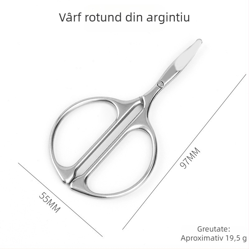 Set de instrumente de îngrijire din oțel inoxidabil, vârf rotund — trimer pentru nas, foarfece pentru sprâncene și înfrumusețare, instrument manual de precizie