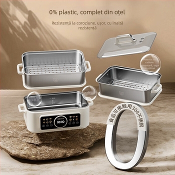 Cuptor cu aburi electric, trei etaje, oțel inoxidabil 304, capacitate peste 10 L, control mecanic, gătire la aburi, fierbere și înăbuire