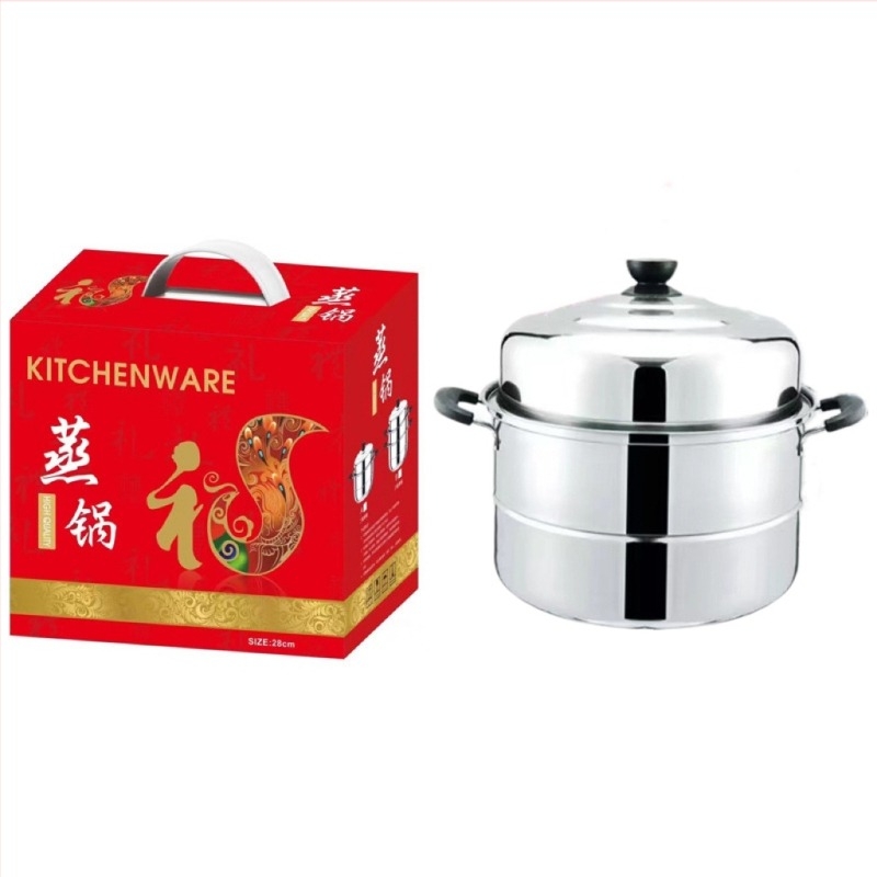 Trei niveluri de gătit la abur din oțel inox, capac din oțel, 410 oțel inoxidabil, compatibil cu inducția