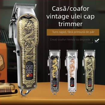 Mașină de tuns electrica, reîncărcabilă, cu cap de tăiere detașabil și lavabil; lame din oțel inoxidabil; motor cu perii; baterie încorporată 1200–2000 mAh