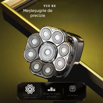 Aparat de ras electric pentru cap chel, autonomie baterie 60+ minute, alimentare duală (încărcare/plug-in), motor cu peri, baterie 6000 mAh+ înlocuibilă