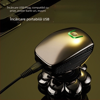 Aparat de ras electric pentru cap chel, autonomie baterie 60+ minute, alimentare duală (încărcare/plug-in), motor cu peri, baterie 6000 mAh+ înlocuibilă