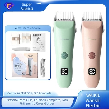 Mașină de tuns pentru bebeluși cu cap de tăiere ceramic, 5W, reîncărcabilă, impermeabilă, WAIKIL