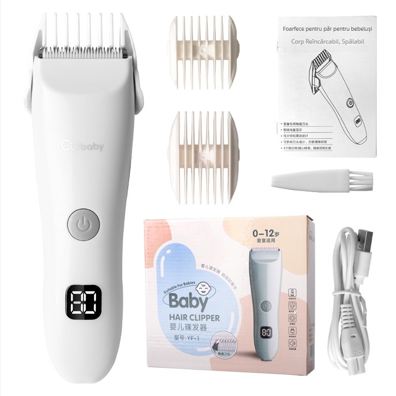 Mașină de tuns pentru bebeluși cu cap de tăiere ceramic, 5W, reîncărcabilă, impermeabilă, WAIKIL