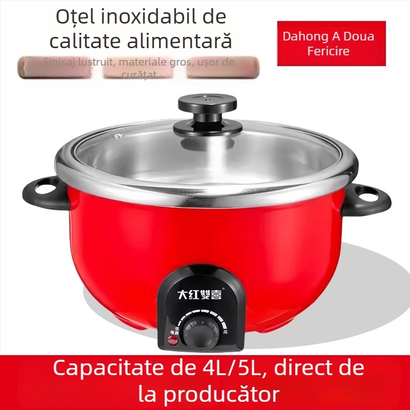 Oală electrică multifuncțională cu abur, 4–5 L, 1200–1500 W, vas interior antiaderent, control mecanic